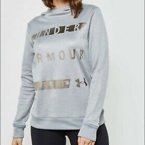 Under Armour Women’s Steel Gray Silver Metallic Foil Fleece UA Coldgear Hoodie